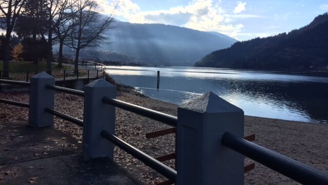 This is the West Arm of Kootenay Lake from Lakeside Park in Nelson