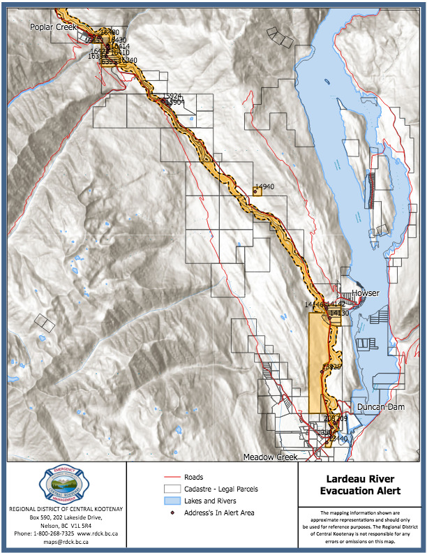 UPDATED: Evacuation alert for Lardeau River properties cancelled