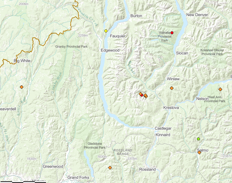 UPDATED: 13 small wildfires burning in West Kootenay/Boundary