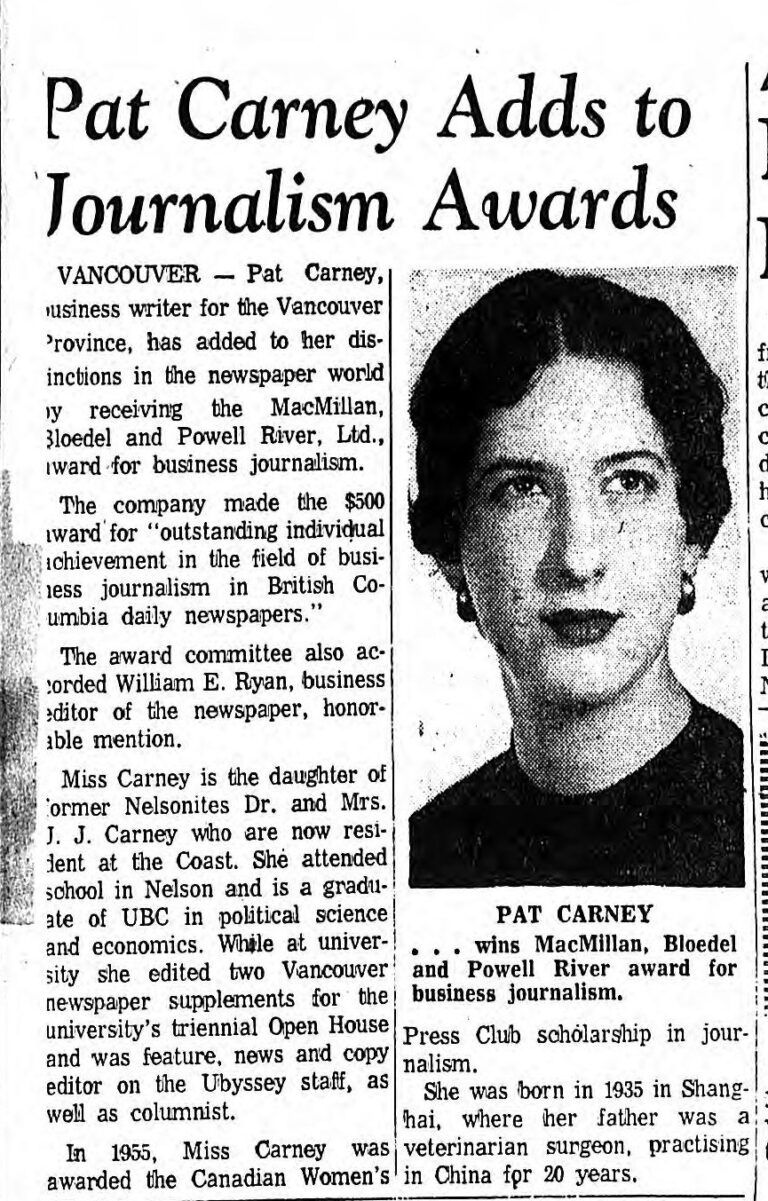Nelson-educated former senator Pat Carney dies at 88