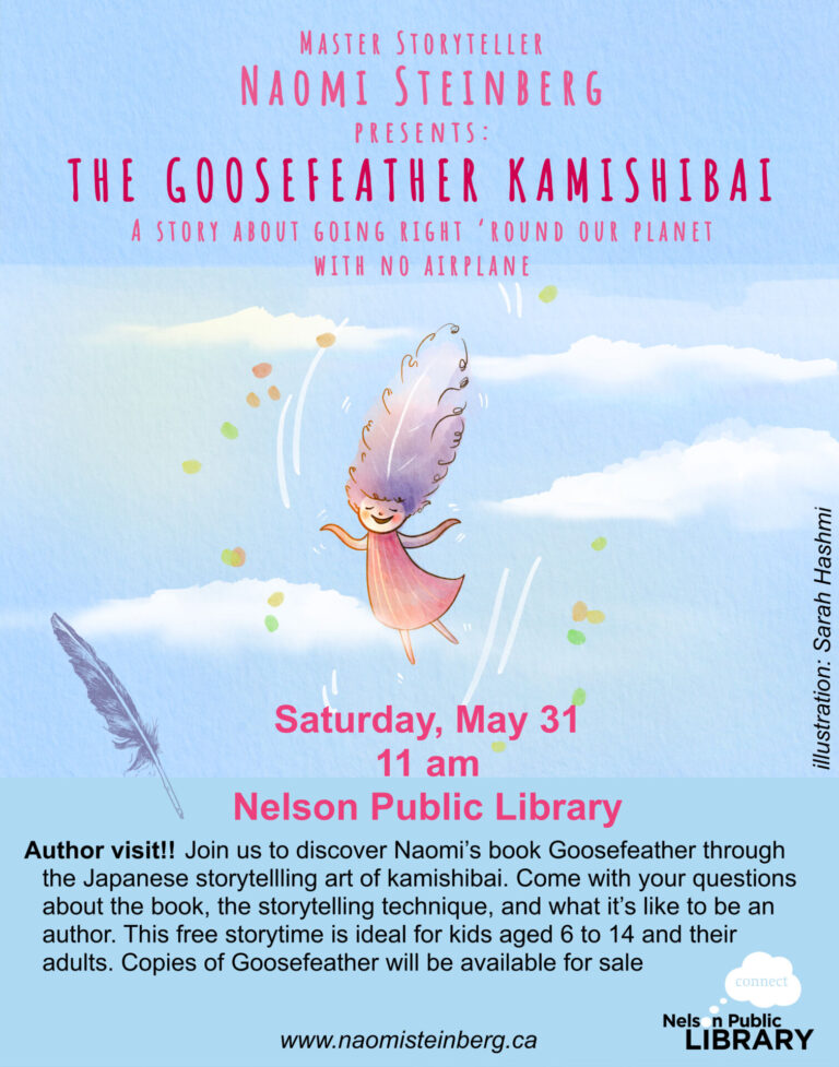 Children’s Storyteller Naomi Steinberg to perform on May 31st , 11am at Nelson Library. Children’s Storyteller Naomi Steinberg to perform on May 31st , 11am at Nelson Library.