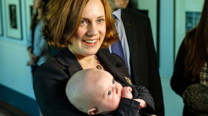 Michelle Mungall with her son, Zavier, at the B.C. legislature in 2018. | BC Government Photo