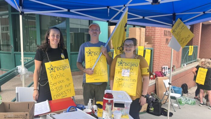 This is a photo of the BC General Employees Union strike in Nelson