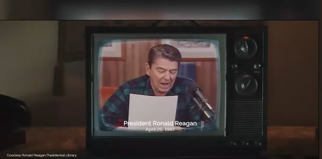 Ontario ad campaign featuring speech by Ronald Reagan